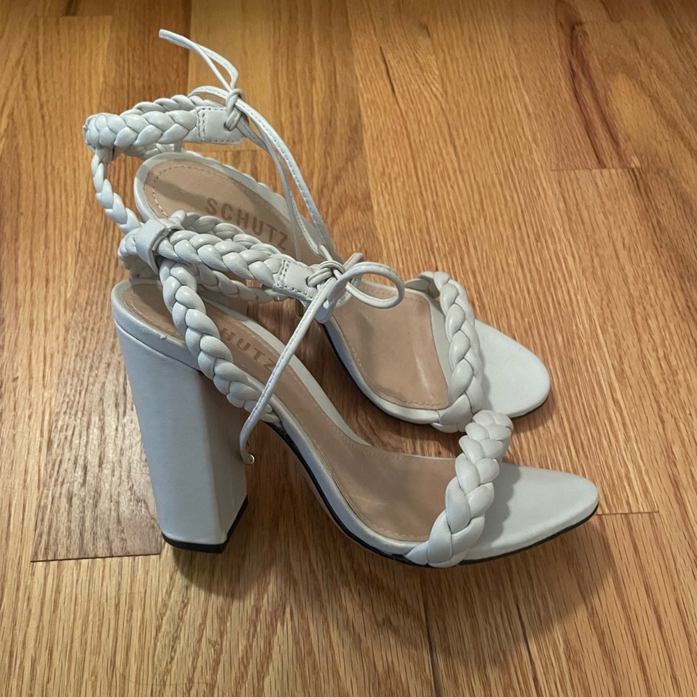 Schutz Block Heel Braided Tie Sandals 6
